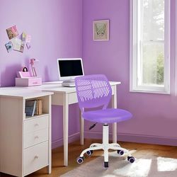 FurnitureR Sedia da scrivania per bambini, regolabile in altezza, girevole, con schienale con piccolo foro, adatta per camera dei bambini o sala studio, colore: viola
