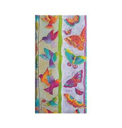 Paperblanks Verso - Agenda 2024-12 mois - Motif colibri et papillons - Fin (95 × 180 mm)