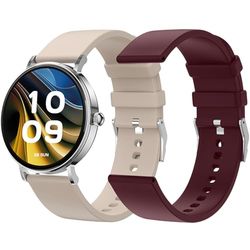 SPC Smartee Duo Velvet – Smartwatch Reloj Inteligente Pantalla AMOLED 1,32” | Llamadas Bluetooth | 2 Correas Beige y Granate | 100 Deportes | 7D batería, Carga inalámbrica | Control App Android/iOS