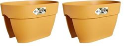 Elho Vibia Campana Flower Bridge 40 - Planteur pour Balcon & Extérieur - Ø 39.0 x H 22.0 cm - Jaune/Jaune Miel (Lot de 2)