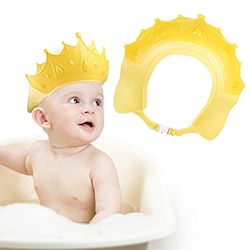 Romon Chapeau Douche Bébé, Réglable Visiere Bonnets de Bain Pour Enfants,Protégez les Yeux et Oreilles des Enfants(Jaune)