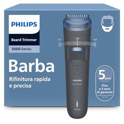 Regolabarba Philips serie 3000 - Lame autoaffilanti con punte arrotondate, 20 impostazioni di lunghezza, pettine Lift&Trim, impermeabile, spia di ricarica, ricarica USB, custodia, modello BT3619/15