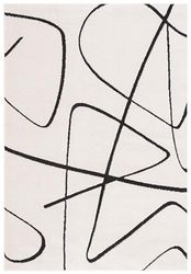 Safavieh Tapis Géométrique pour Salon, Salle à Manger, Chambre à Coucher - Melody Collection, Tapis à Poil Court, Ivoire et Noir, 91 x 152 cm