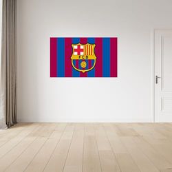 Licensed Décor FC Barcelona Vinyl Wall Sticker - Medium (100cm (w) x 60cm (h) - Full Colour Crest on Brand RED and Blue