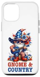Funny Gnome 4th of July "Gnome and Country" USA Gnome Pun Case for iPhone 12/12 Pro