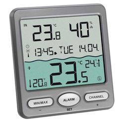 TFA Dostmann Venice Pool Thermometer, 30.3056.10, per il monitoraggio della temperatura dell'acqua in piscine, laghetti o vasche idromassaggio Termometro digitale wireless per piscine, grigio