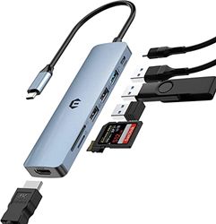 USB C Hub HDMI, Adaptador 7 en 1 USB C con 2 HDMI, 1 x USB 3.0, 2 x USB 2.0, 1 x SD/TF, 1 x 100 W PD, para MacBook Pro, MacBook Air, DELL XPS, Lenovo Thinkpad, portátiles HP y Otros