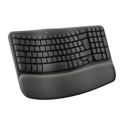 Logitech Wave Keys - Clavier Ergonomique sans Fil, Repose-Poignets rembourré, Frappe Naturelle econfortable, Easy-Switch, Bluetooth, récepteur Logi Bolt,Multi-SE,Windows/Mac, Français AZERTY-Graphite