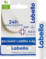 Labello Med Repair 4.8 g, Burrocacao labbra idratante e fondente sulle labbra, Balsamo labbra riparatore con vitamina E e oli naturali, Burrocacao protezione solare SPF 15