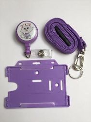 ID avec ensemble de Nurse Kitty Logo en Lilas pour infirmière ou professionnel de santé