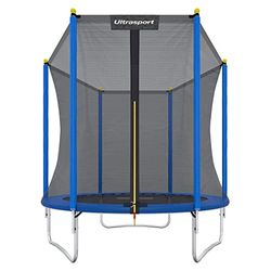 Ultrasport Tuintrampoline Uni-Jump, kindertrampoline, Ø 183 cm, compleet trampolineset inclusief springmat, veiligheidsnet, gevoerde netpaal en randafdekking, Blauw