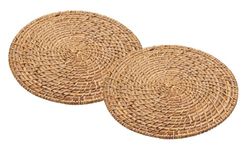 Artesà base de mesa redondos de vime e bambu, conjunto de 2, protetores de mesa tecidos à mão para jantar, 28 cm - castanho