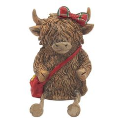 Lesser & Pavey Happy Highland, Highland Cow Tartan Bow/Bag Figurines Statues For Home Decor | Ideal Ornaments Friendship Gifts For Women & Men | Lovely Table Centerpiece & Living Room Accessories