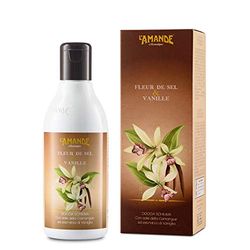 L'AMANDE - Bagnoschiuma Donna Fresco con Sali Minerali, Docciaschiuma Gel Detergente e Idratante Corpo Vaniglia e Rosa Bianca, Bagno Schiuma Delicato e Naturale - Fleur De Sel & Vanille, 250 ml
