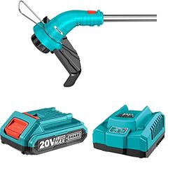 Total Tools - Pack de Cortabordes Eléctrico con Batería Recargable de Litio de 2 Ah y Cargador Rápido para Batería de 20V