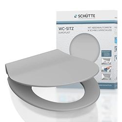 Schütte SLIM 82702, Abattant WC en Duroplast avec système d'abaissement automatique et fonction détachable, compatible avec la majorité des cuvettes WC, Gris