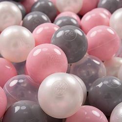 KiddyMoon 700 ∅ 7Cm Bolas Colores De Plástico para Piscina para Niños, Perla/Gris/Transparente/Rosa Claro
