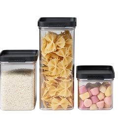 Mepal - Conjunto de 3 caixas de armazenamento Omnia - caixas de armazenamento com tampa adequadas para armário e prateleira de cozinha - armazenamento e organização - 700 ml, 1100 ml e 2000 ml - Black