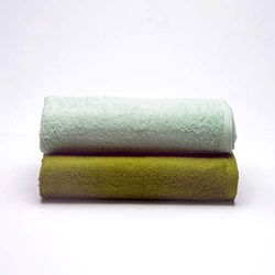 Sancarlos - Lot de 2 Serviettes Ocean Duo de Lavabo, Vert poudré et Vert, 100% Coton, 550 g/m²