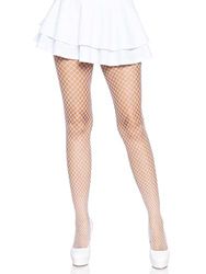 Leg Avenue Plus Size Fishnet Pantyhose, White, 1X-2X