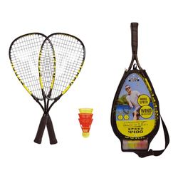 Talbot Torro Talbot-Torro Speed-Badminton Set SPEED 4400, 2 raquettes en aluminium 54,5cm, 3 volants résistants au vent, sac 3/4, jaune-noir, 490114