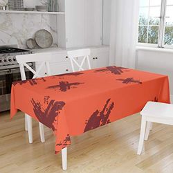 Bonamaison, Anti-moisissure, Séchage Rapide, Résistant aux Taches, Lavable en Machine, 100% Polyester Nappe de Table, Bordeaux Orange, 140 x 160 Cm - Conçu et Fabriqué en Turquie