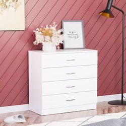 Vida Designs Branco confortável, 4 gavetas, alças de metal, deslizantes e suporte anti-deformação para móveis