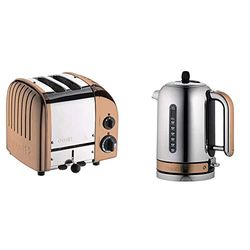 Dualit Classic 2 Slice Vario Toaster|Copper, 27450 & Classic Kettle | Polished Stainless Steel with Copper Trim | Quiet boiling kettle | 90 Second Boil Time | 1.7 Litre Capacity, 3 KW | 72820