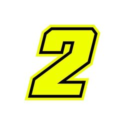 4R Quattroerre.it 13382 Racing Number 2 Moto GP, Neon Yellow, 10 x 10 cm