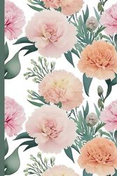 Carnation Watercolor Journal: Feminine Floral Notebook for Women, 6 x 9, 120 College Ruled Pages – Ideal for Journaling, Planning, Writing & Creative Expressions