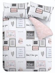Catherine Lansfield Sleep Dreams - Juego de Funda de edredón Reversible con Fundas de Almohada, Color Rosa Rubor