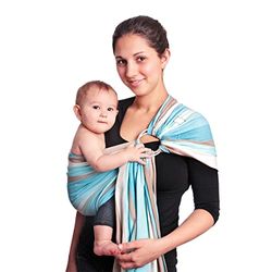 Hoppediz Ring-Sling, Porte-bébé pour les Nouveau-nés et Bébés, Écharpe de portage avec deux anneaux en aluminium, 0-36 mois, 3-20 kg, Brest