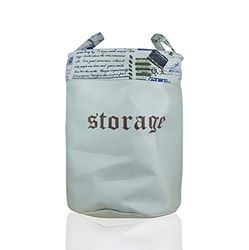 ARPAN Ropa Plegable Redonda de Estilo Vintage, Juguetes, Tela y Bolsas para baños, en-suites, dormitorios y vestidores, Cesta de Almacenamiento con asa, Stoff, Blanco, Large-50H x 38Wcm
