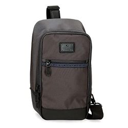 Pepe Jeans Iron Gray Crossbody Bag 18x35x9 cm Polyester with Synthetic Leather details