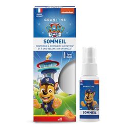 SPRAY SOMMEIL - GRANIONS PAT PATROUILLE - goût abricot - Verveine, Camomille, Coquelicot - Relaxation, Diminue l'agitation - Sans colorant, sans arôme artificiel, sans lactose - Made in France