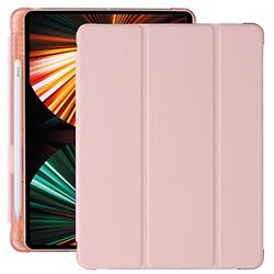 Coque pour iPad Pro 11 2018/2020/2021/2022 4/3/2/1ème génération Ultra Fine et légère Trifold avec adsorption côté Droit et Veille Automatique Rose