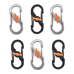 NA Karabijnhaken Staal S Karabijnhaak S Vorm Sleutelhanger Haak Clip met Slot voor Kleine Rugzakken Sleutels of Hond Tags voor Thuis Outdoor Wandelen Vissen Camping Reizen