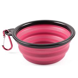 PhoneNatic Ciotola pieghevole per cani in silicone rosa, ciotola da viaggio per cani e gatti con moschettone, 350 ml, 60014329, piccola (350 ml)