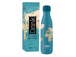 IDRINK® - Revolutionaire thermosfles, 2 muren, roestvrijstalen fles, 500 ml BLUE MAPS