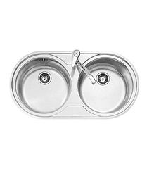 DUETTA 2C Fregadero inox 2 cubetas redondas, 150mm, Mueble 90
