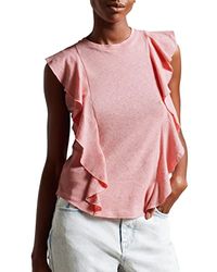 Ted Baker -KATHLEY-Frill Linnen Vest Dusky-Pink, Dusky-roze, 34