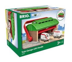 BRIO World Train Garage with Handle for Kids Age 3 Years Up - Wooden Railway Toy Add On Accessories