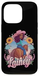 Western Howdy Black Cowgirl Lainey Nome Personalizzato Custodia per iPhone 13 Pro