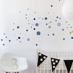 Pegatinas de pared para niños, decoración de habitación infantil, 100 círculos azules, 30 x 40 cm