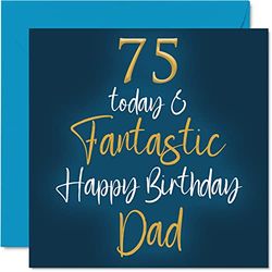 Fantásticas tarjetas de 75 cumpleaños para papá, 75 hoy y fantásticas, tarjeta de feliz cumpleaños para papá de hijo e hija, regalos de cumpleaños para padre, tarjetas de felicitación de cumpleaños de