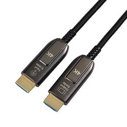 Amazon Basics Cable HDMI trenzado, fibra óptica, alta velocidad, 10 m, Negro
