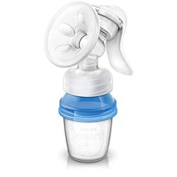 Philips Avent Handmatige Borstpomp - Handkolf met 3 bewaarbekers - Gemakkelijk voor onderweg - Kolf met zacht massagekussen - Bevat 3 bewaarbekers - SCF330/13