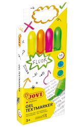 Jovi - JOVI!NEON Gel Marker, Etui met 4 sticks markeerstiften, Diverse kleuren, Droogt niet uit, Vlekt niet uit bij het schrijven en loopt niet door papier, Glutenvrij, (1810)