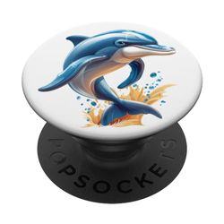 Lindo anime delfín azul saltando sonriente océano animal arte PopSockets PopGrip Intercambiable