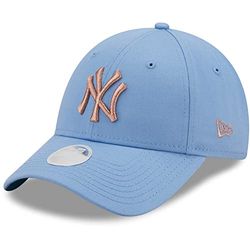 New Era New York Yankees MLB metaliczne logo Sky 9Forty regulowana damska czapka, Błękitny, Rozmiar uniwersalny